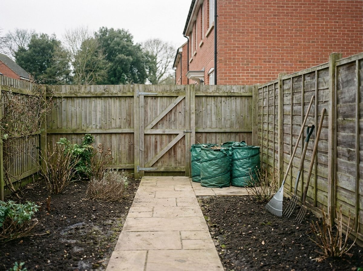 Cleared borders and filled green waste sacks after a garden clearance in Liverpool and Wirral
