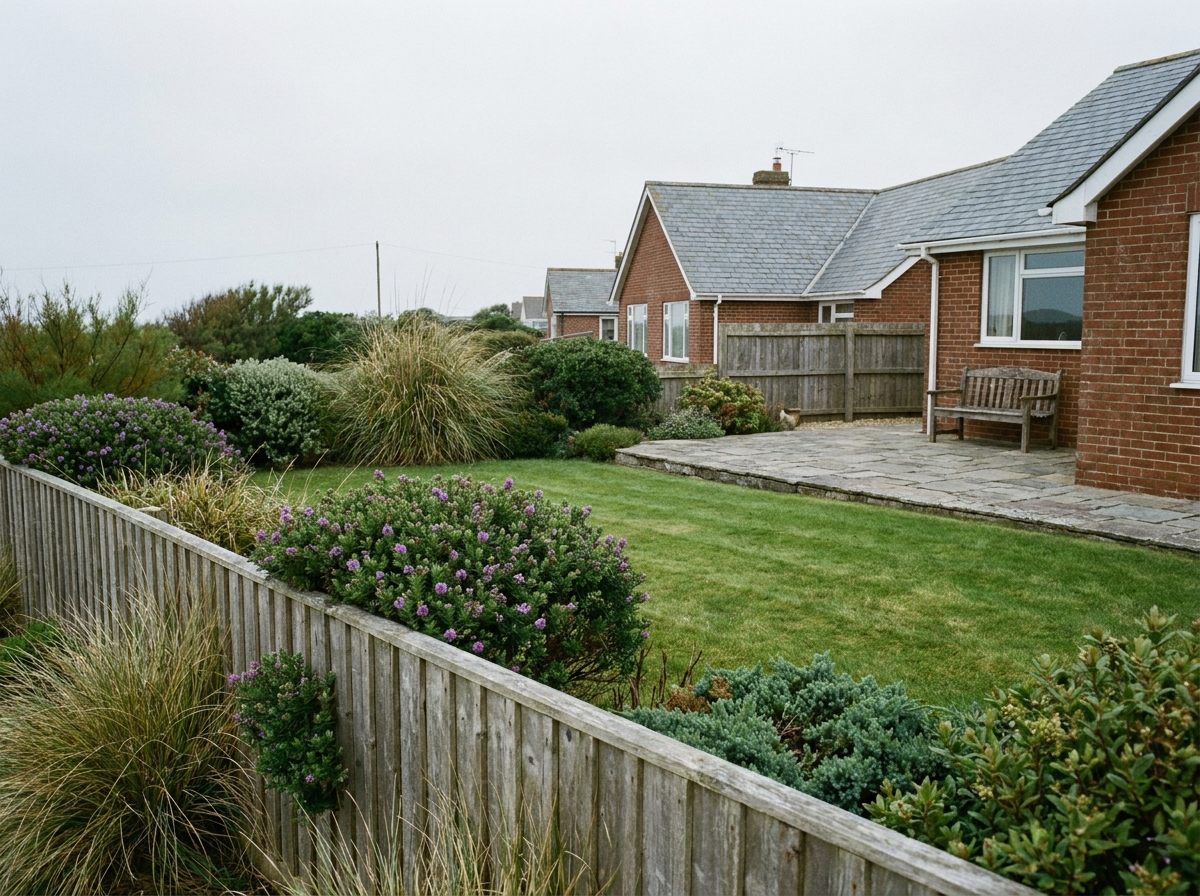 Gardener service in West Kirby, coastal garden with wind tolerant planting and mown lawn